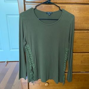 Olive Lace-up Long Sleeve